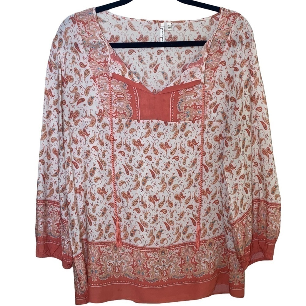 Grand‎ & Greene Women's 100% Rayon Colorful Lightweight Boho Blouse Sz L